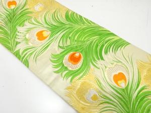 アンティーク　孔雀羽根模様織り出し袋帯（材料）